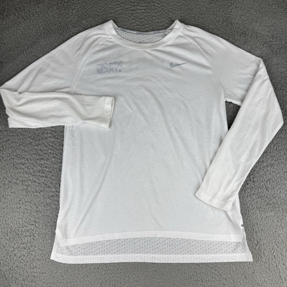 Nike Dri Fit Breathe Tailwind Running‎ Shirt Long Sleeve Usatf Womens Medium M